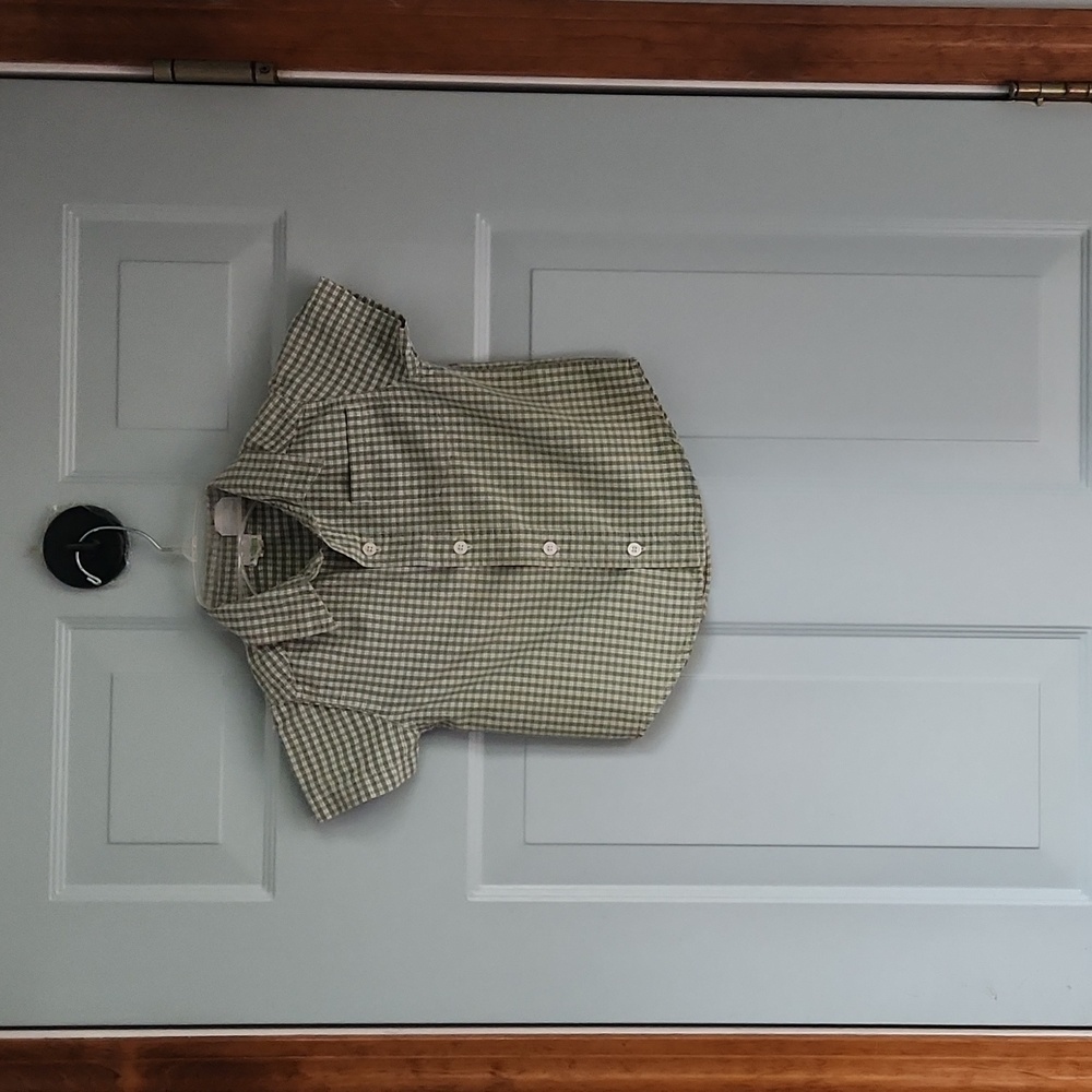 Seasame Street, Boy's, Sz 3T, Shirt, Light Green & White Check w Pocket
